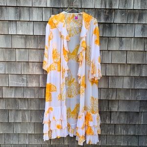 Antthony long ruffle duster butterflies size L